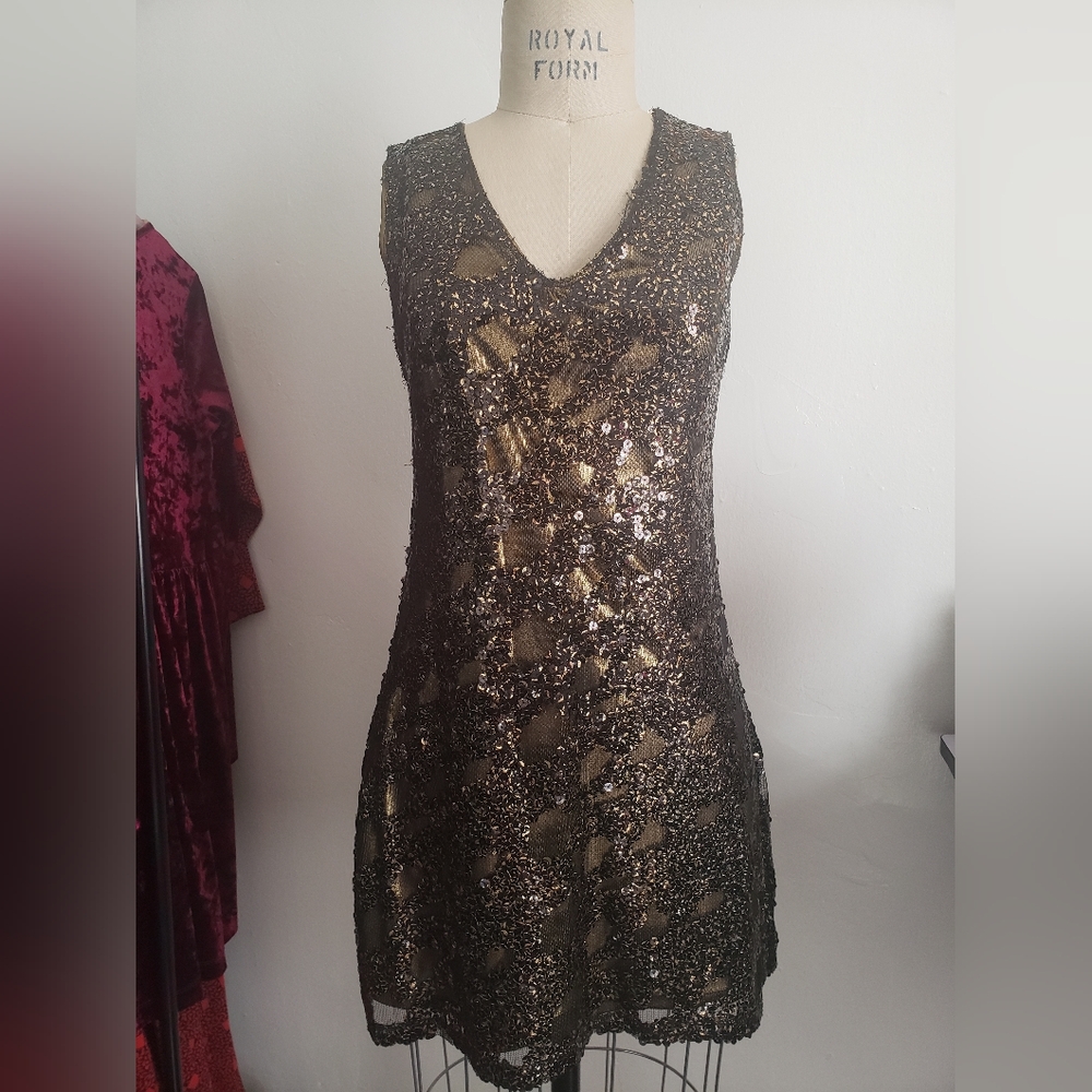 Gold Sequin Express Dress